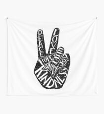 Peace Sign with words Peace, Love, Faith, Joy, Hope, Kindness, Unity Tapestry