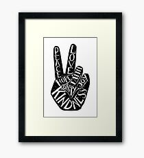 Peace Sign with words Peace, Love, Faith, Joy, Hope, Kindness, Unity Framed Print