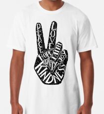 Peace Sign with words Peace, Love, Faith, Joy, Hope, Kindness, Unity Long T-Shirt