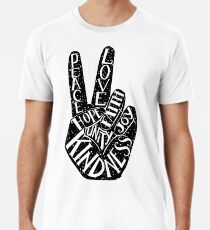 Camiseta premium Signo de la paz con palabras Paz, amor, fe, alegría, esperanza, amabilidad, unidad