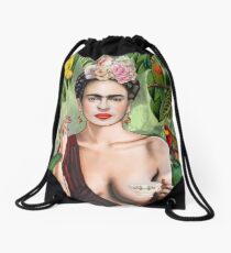 Frida con amigos Drawstring Bag
