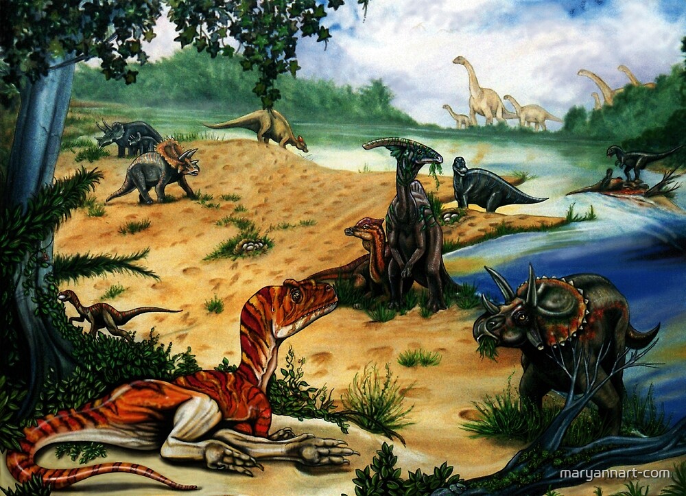 Dinosaur Picnic by maryannart-com