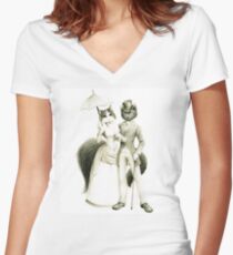 Victorian Cat Series 01 Women's Fitted V-Neck T-Shirt