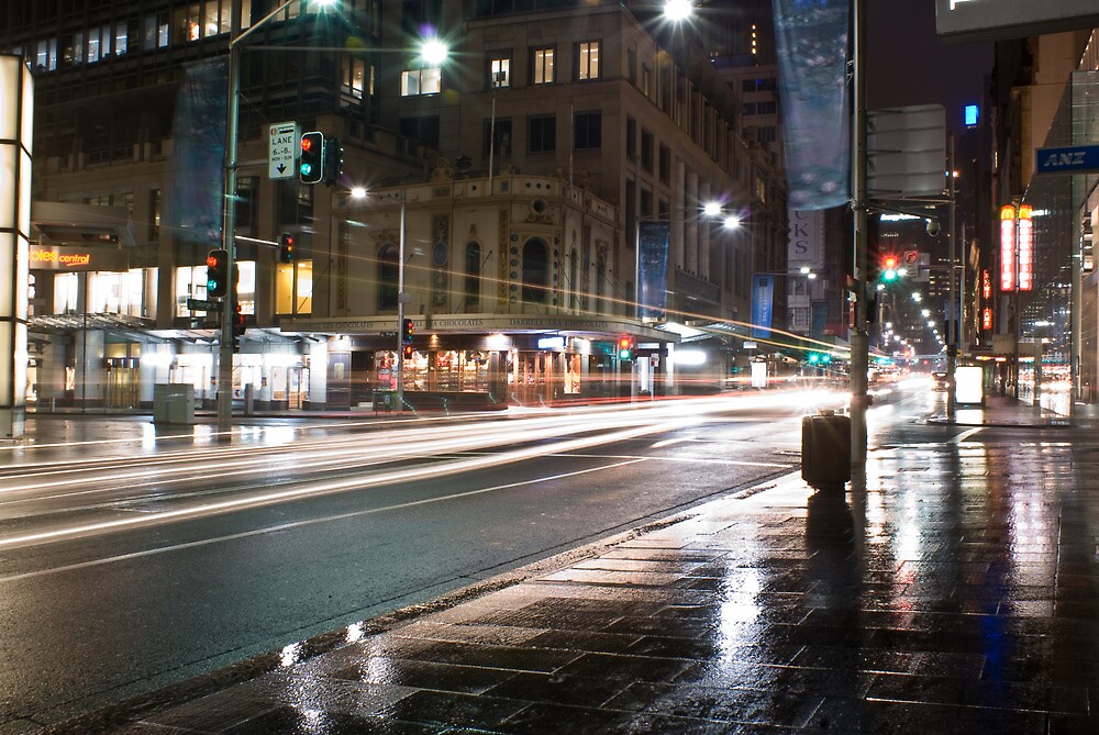 "Night Lights Street Sydney" by Benson Lam Redbubble