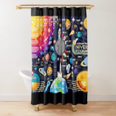 Space Universe Infographics Big Bang Shower Curtain