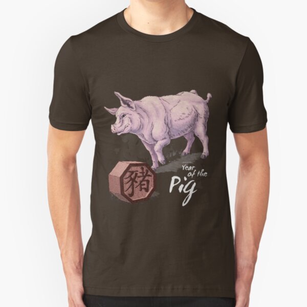 Year of the Pig (for dark shirts) Slim Fit T-Shirt