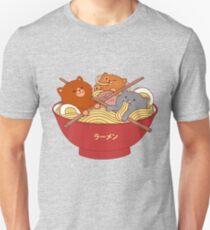 Camiseta ajustada Ramen y gatos
