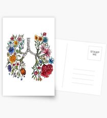 Lungenanatomie und Blumen Kunst Postkarten