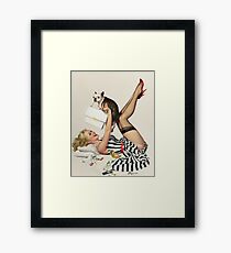 Vintage Naughty Puppy Love Gil Elvgren Pin Up Girl Framed Print