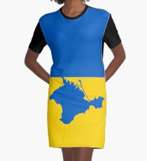 Ukrainian flag with Crimean pinensula Graphic T-Shirt Dress