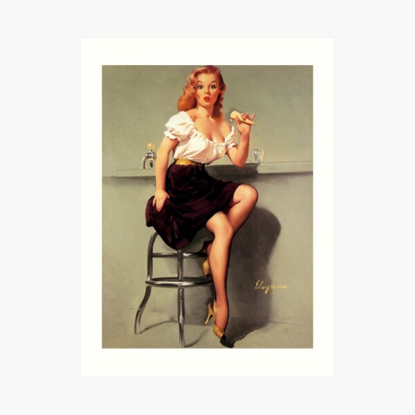 Gil Elvgren-Sitting Pretty Pinup Girl Canvas//Paper Print