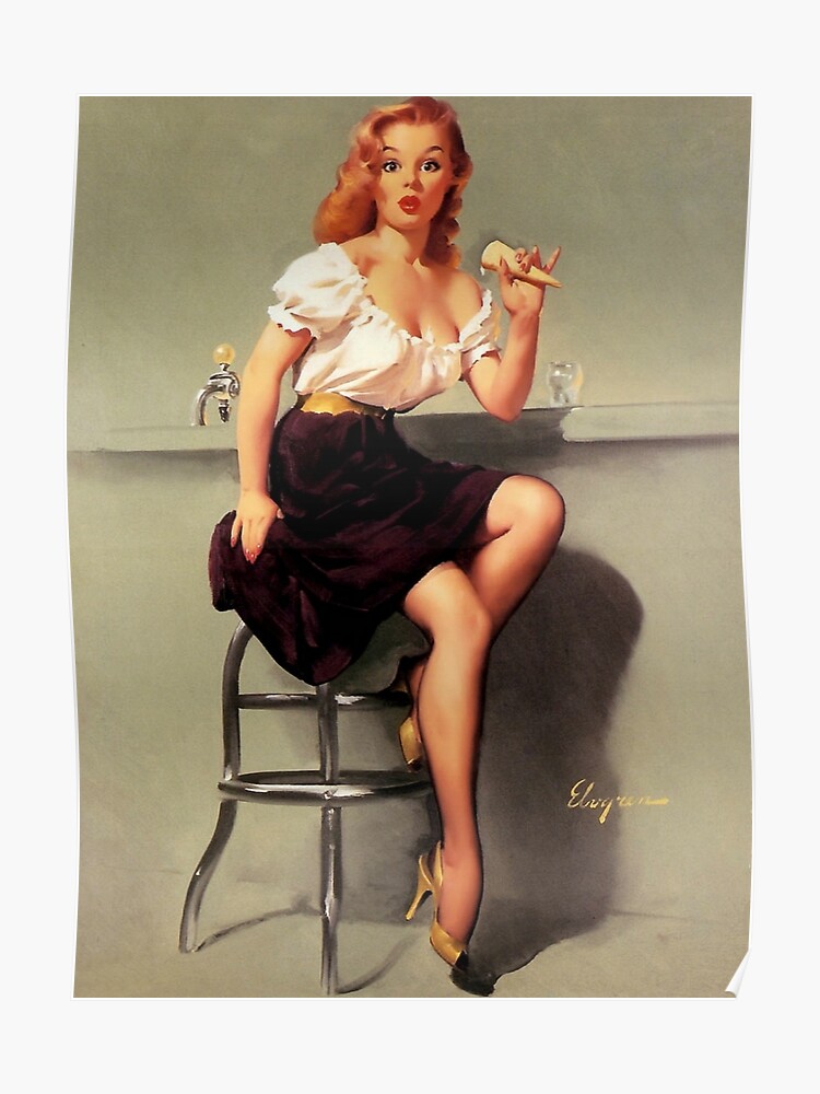 Vintage Gil Elvgren Pin Up Girl Poster - 