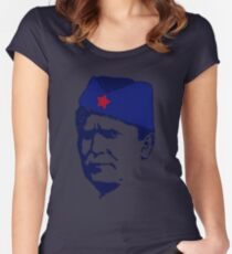 Tito Josip Broz yugoslavia - portrait red star Women's Fitted Scoop T-Shirt