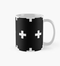 Schweizer Kreuze Muster dunkel minimal minimalistisch monochrom skandinavisch Scandi Skandi Tasse (Standard)