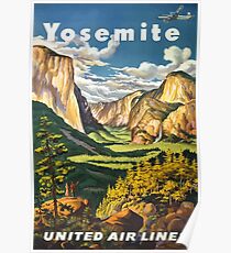 Yosemite United Air Lines Vintages Reise-Plakat Poster