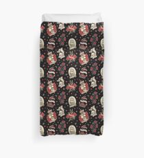 Black Old School Tattoos Duvet Cover