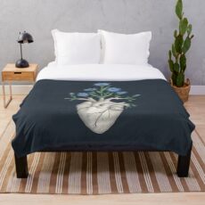 Floral Heart: Human Anatomy Cornflower Flower Fathers Day Gift Throw Blanket