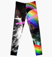 Lazer Eyes Rainbow Cat in Space Leggings