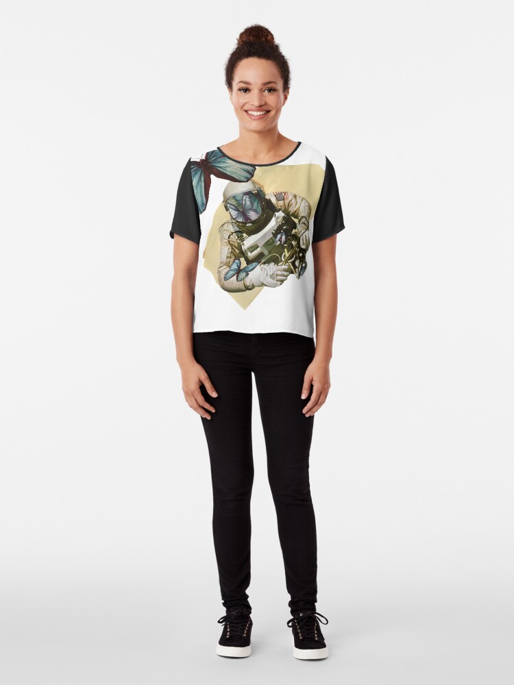 Alternative Ansicht von Schmetterlinge im Weltall Chiffon Top