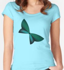 Teal / Turquoise Geometric Butterfly Women's Fitted Scoop T-Shirt