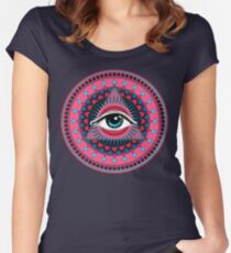 Auge der Vorsehung pink & blau Tailliertes Rundhals-Shirt