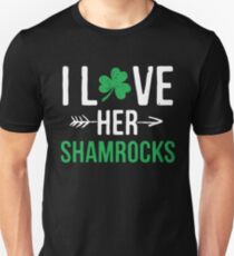 I Love Her Shamrocks - St Patrick's Day Couples Gifts Unisex T-Shirt