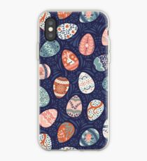 Floral Easter Eggs in Blue + Pink iPhone Case