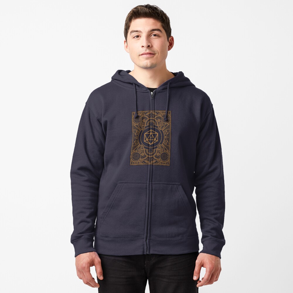 D20 Dice Steampunk Mech Zipped Hoodie