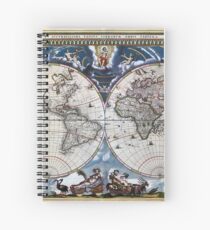 Antique old world map 1664 Restored Spiral Notebook