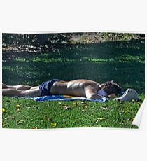 Man getting a suntan Poster