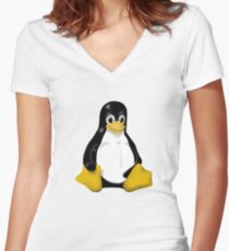 LINUX TUX THE PENGUIN KONTRA SIT Women's Fitted V-Neck T-Shirt