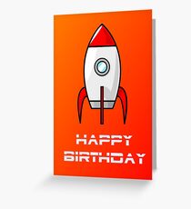 Rocket Ship Happy Birthday Greeting Card by Chillee Wilson Greeting Card
