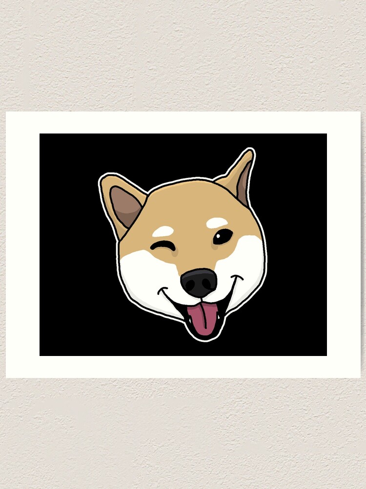 Shiba Inu Dog Head Sweet Drawing Art Print