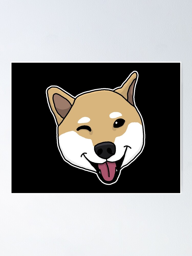 Shiba Inu Dog Head Sweet Drawing Poster