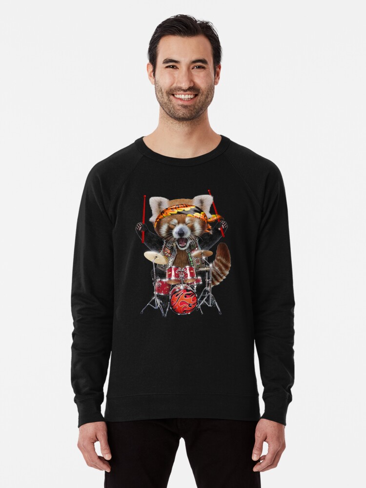 Metal Red Panda Playing Drum Punk Rock And Roll Drummer