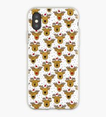 Rentier in Santa Claus Hüte nahtlose Muster auf weiß iPhone-Hülle & Cover