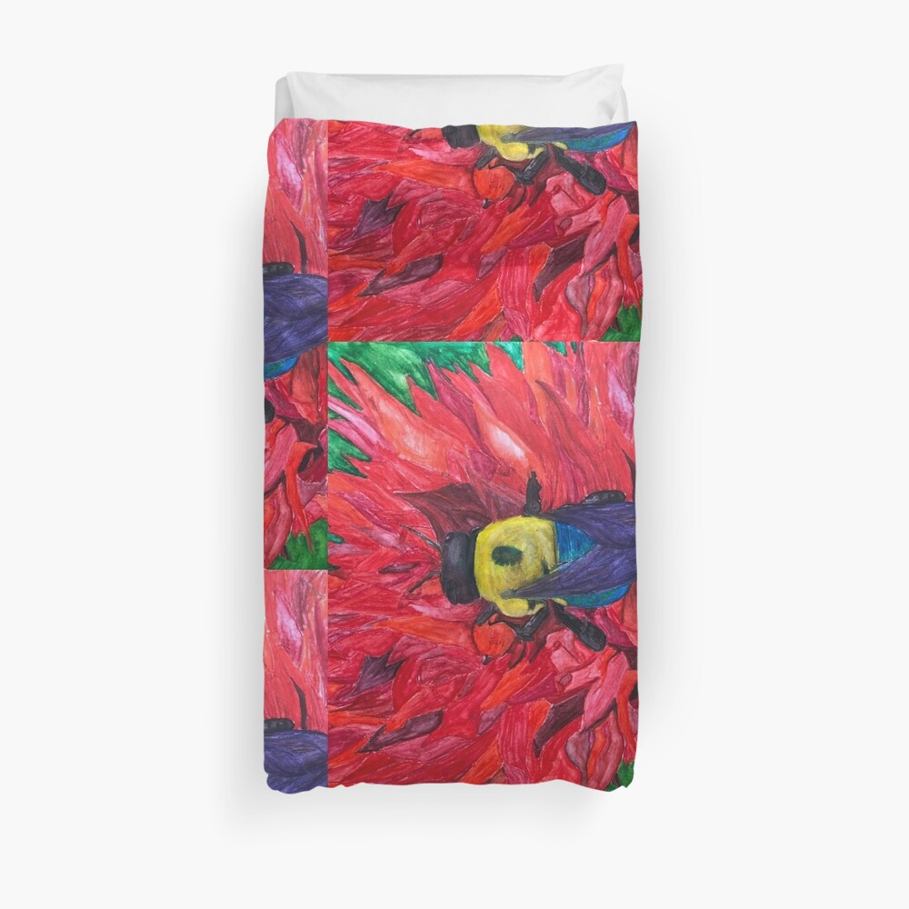 Bee on a Dahlia Duvet Cover
