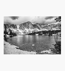 Medicine Bow Lake View in Black and White Photographic Print