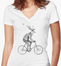 Camiseta entallada de cuello en V Incluso un caballero monta