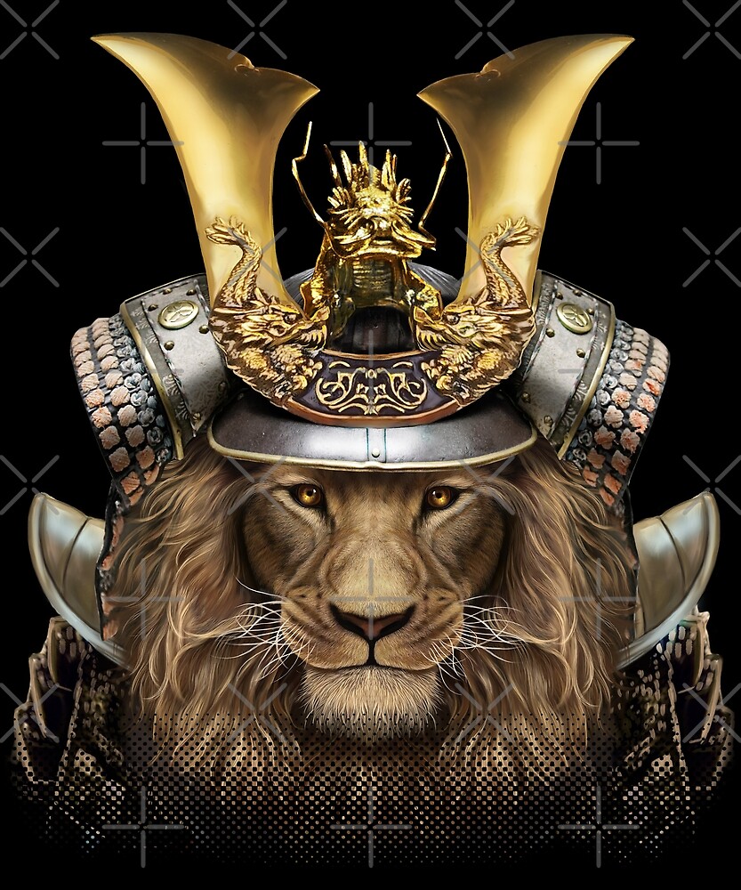 "Alpha Lion in Japanese Samurai Armor" by FoxRepublic Redbubble
