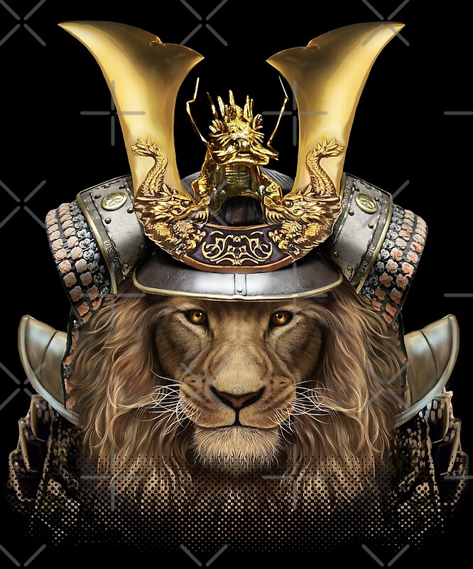 "Alpha Lion in Japanese Samurai Armor" by FoxRepublic Redbubble