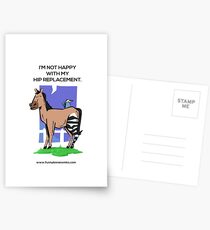 Postales No contento con mi diseño de caballo de cebra de reemplazo de cadera