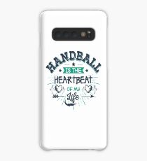 Herzschlag Handball T-Shirt - Cooles lustiges nerdy Comic Graphic Handballerin Handballspielerin Damenmannschaft Trainer Team Humor Spruch Sprüche Shirt Geschenk Geschenkidee Hülle & Klebefolie für Samsung Galaxy