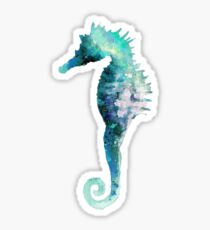 Blue Green Watercolor Seahorse Sticker Sticker