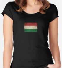 Old and Worn Distressed Vintage Flag of Hungary Women's Fitted Scoop T-Shirt