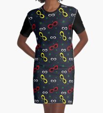 Nineties Oval sunglasses on slate blue Graphic T-Shirt Dress