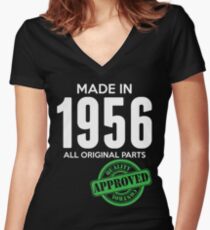 Made In 1956 All Original Parts - Quality Control Approved Women's Fitted V-Neck T-Shirt