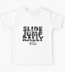 Slide Jump Rally - Black & White/White Kids Tee