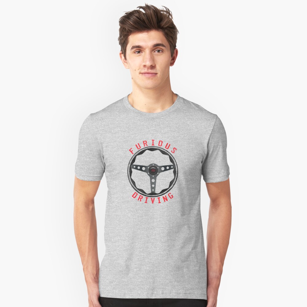 Large Furious Driving logo: Fix it. Drive it. Fix it some more. Slim Fit T-Shirt