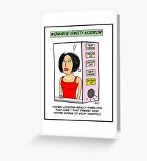 Woman's Vanity Mirror Cartoon Greeting Card
